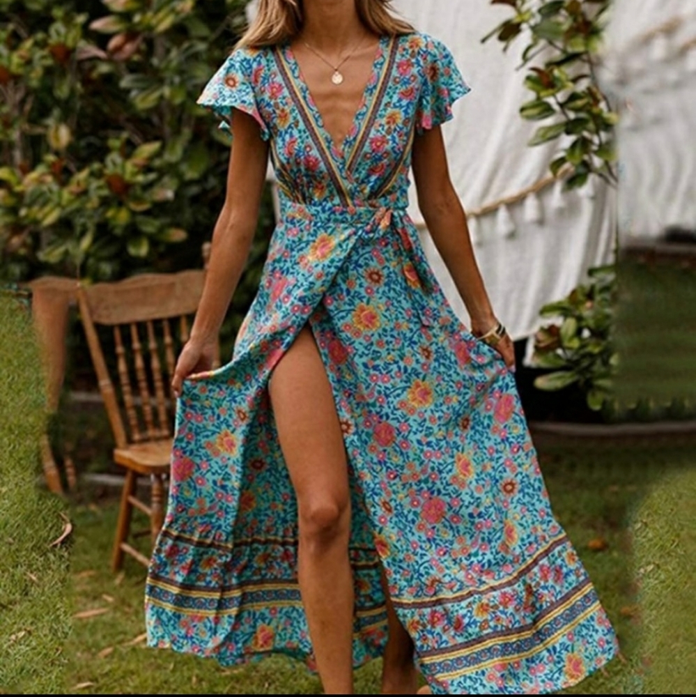 Maison Gareison floral wrap dress